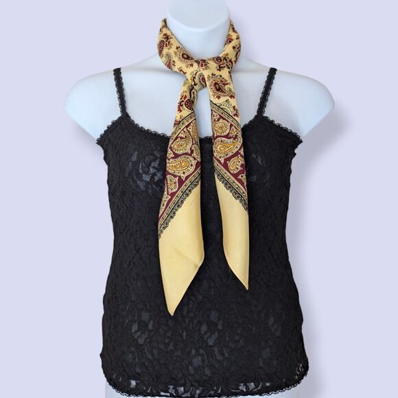 Vintage Celanese Yellow Paisley Scarf - Picture 2 of 8